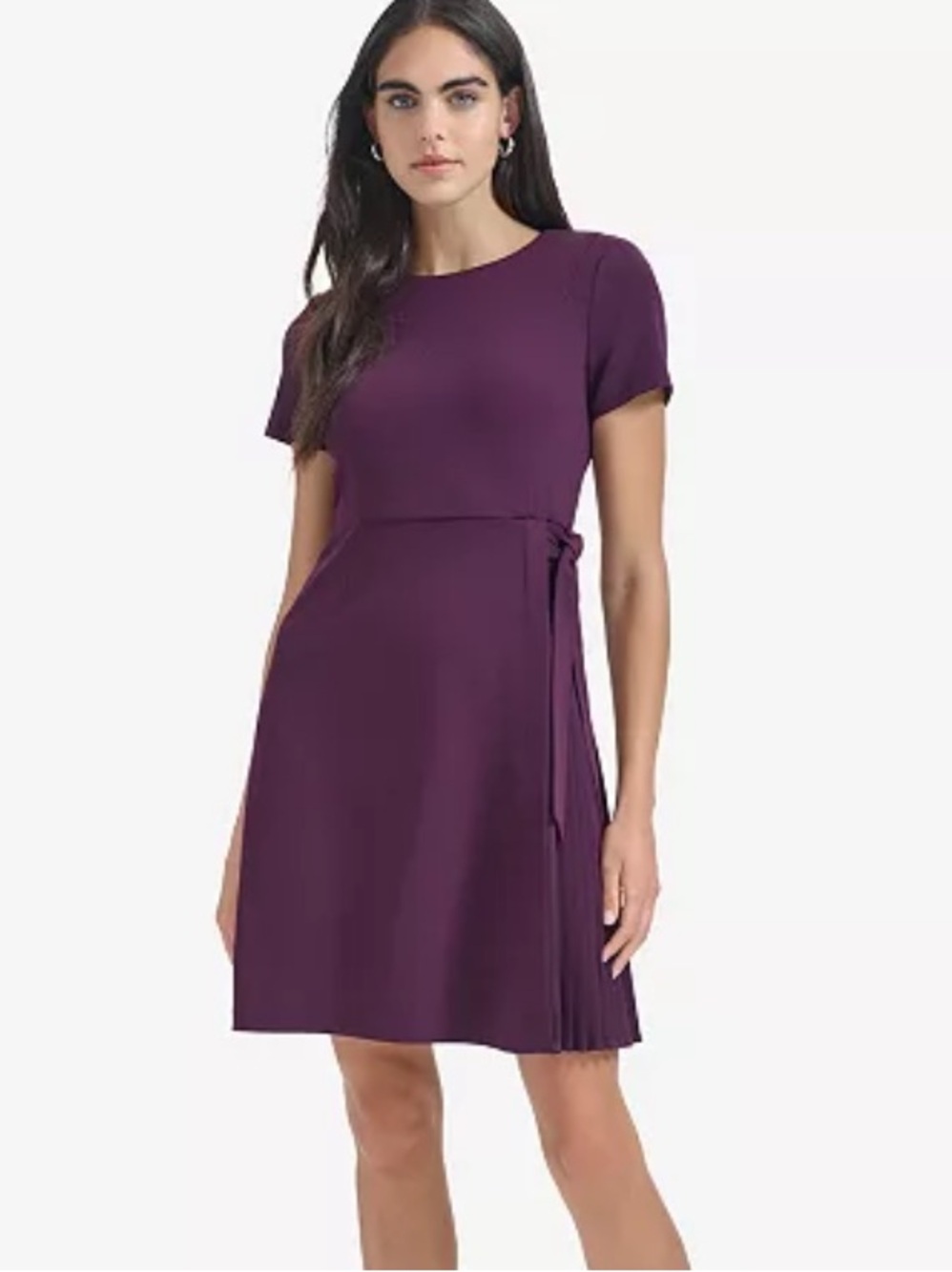 Calvin‎ Klein Burgundy Side Tie Sheath Dress Size 6 NWT Pleated Career Office
